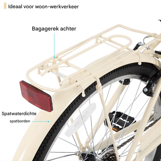 Strandcruiser - Voor heren en dames - 7 versnellingen, achterdrager - 66 cm wielen, paars, volwassen stadsfiets — afbeelding 4