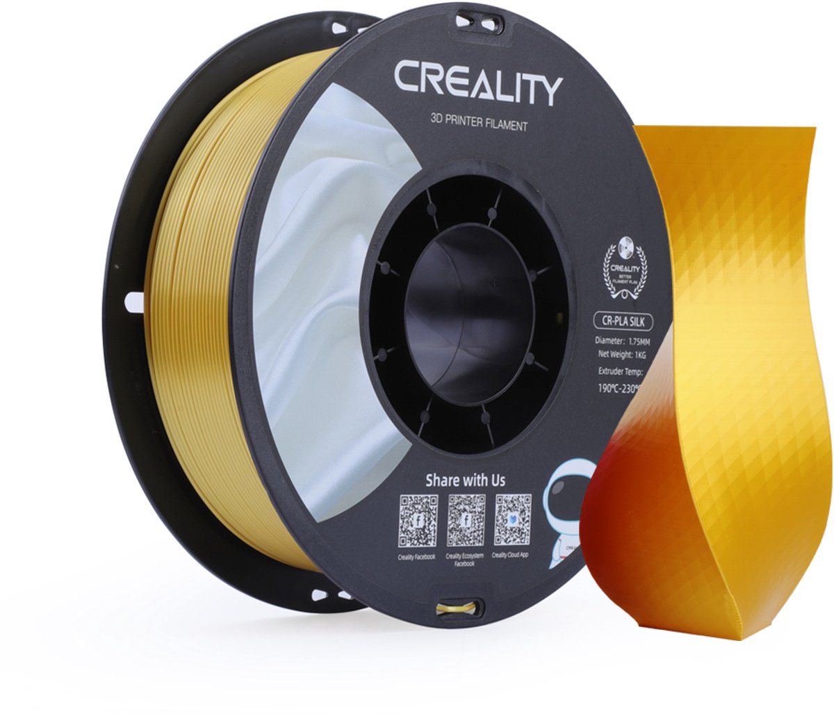 Creality Filament Cr-Silk Pla Voor 3D Printer Goud 1,75Mm 1Kg Hoog