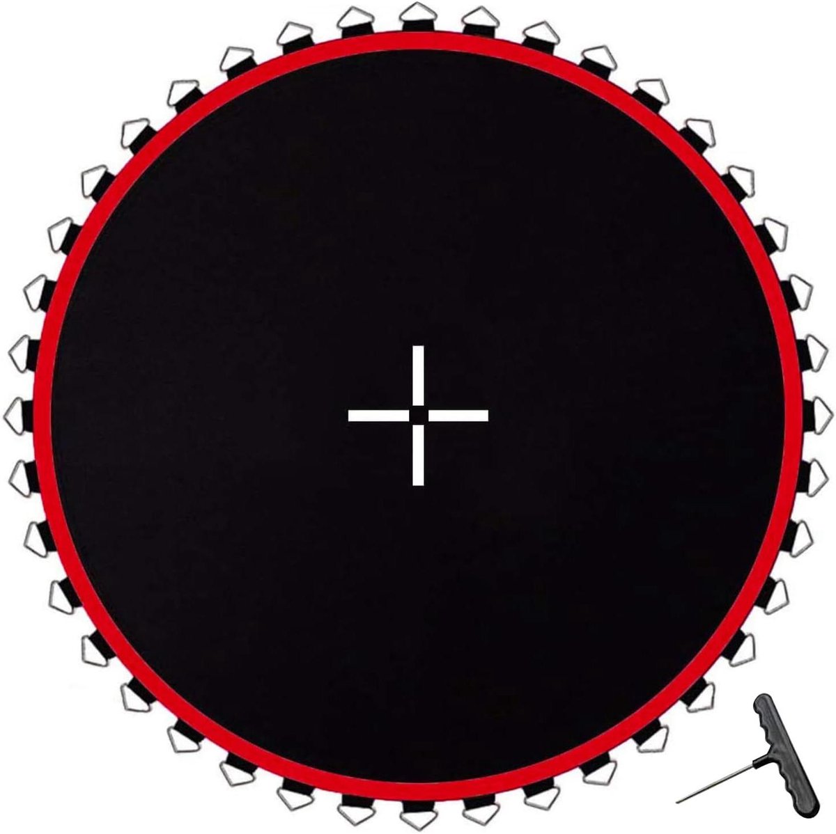 Trampoline Vervangmat - Reserve Springmat - Fitness Buiten - UV- en Waterbestendig - 36-48 Gespen - Zwart/Rood