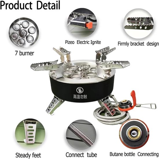 Kampeerfornuis - Buiten koken - Outdoor avonturen - 18000 W Super Output - Compact formaat - Zilver — afbeelding 2