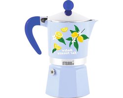 Koffiezetapparaat - Moka pot - Espresso maken - Handmatige bereiding - 3 kopjes - Blauw citroen