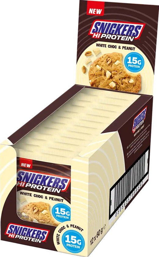 Snickers White High Protein Cookie (12x60g) White Choc & Peanut - Functionele voeding - Eiwit Snacks