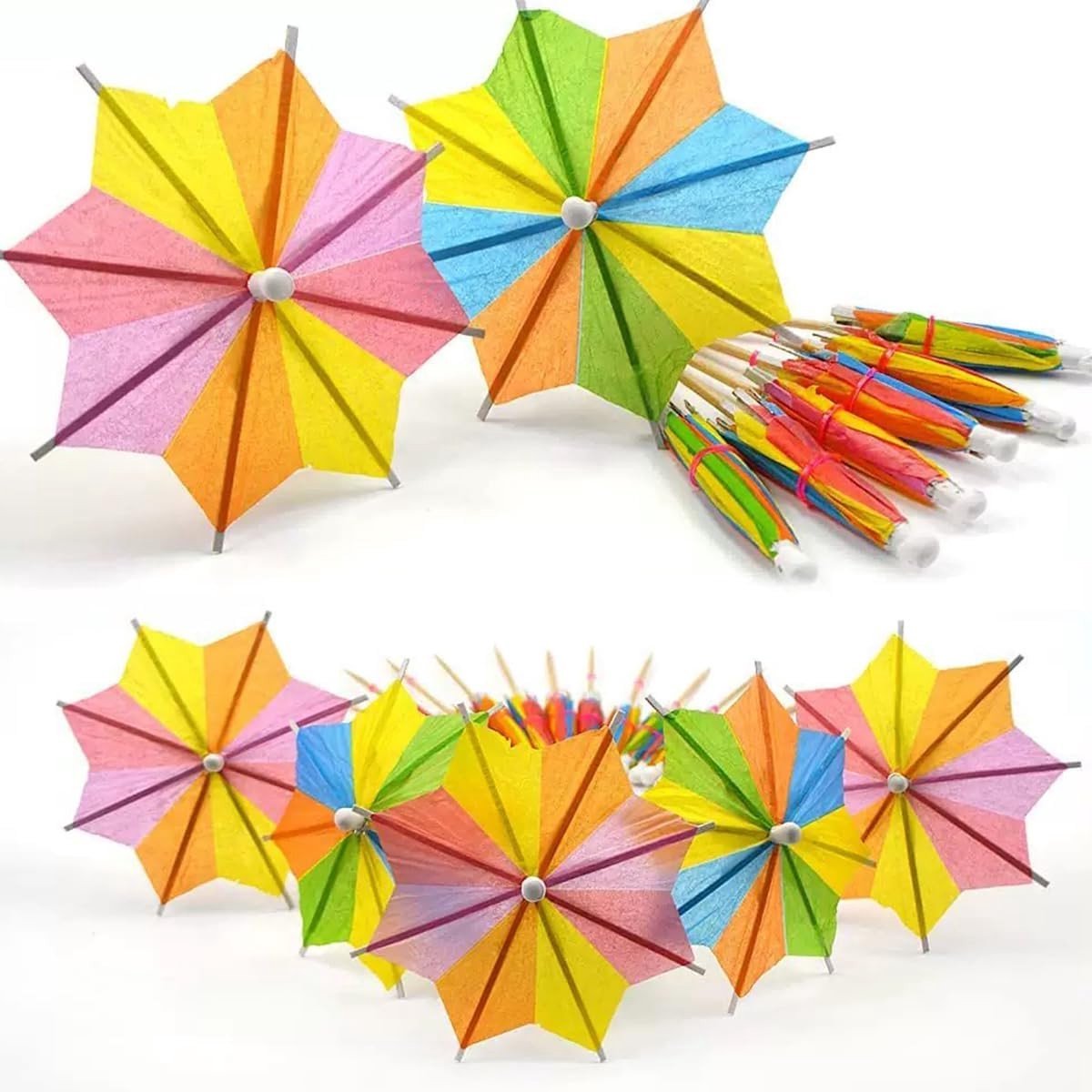 Mini Papieren Cocktailparasols voor Dranken, Feestdecoratie, Hapjesprikkers en Cupcakes, 50 Stuks, 10 cm