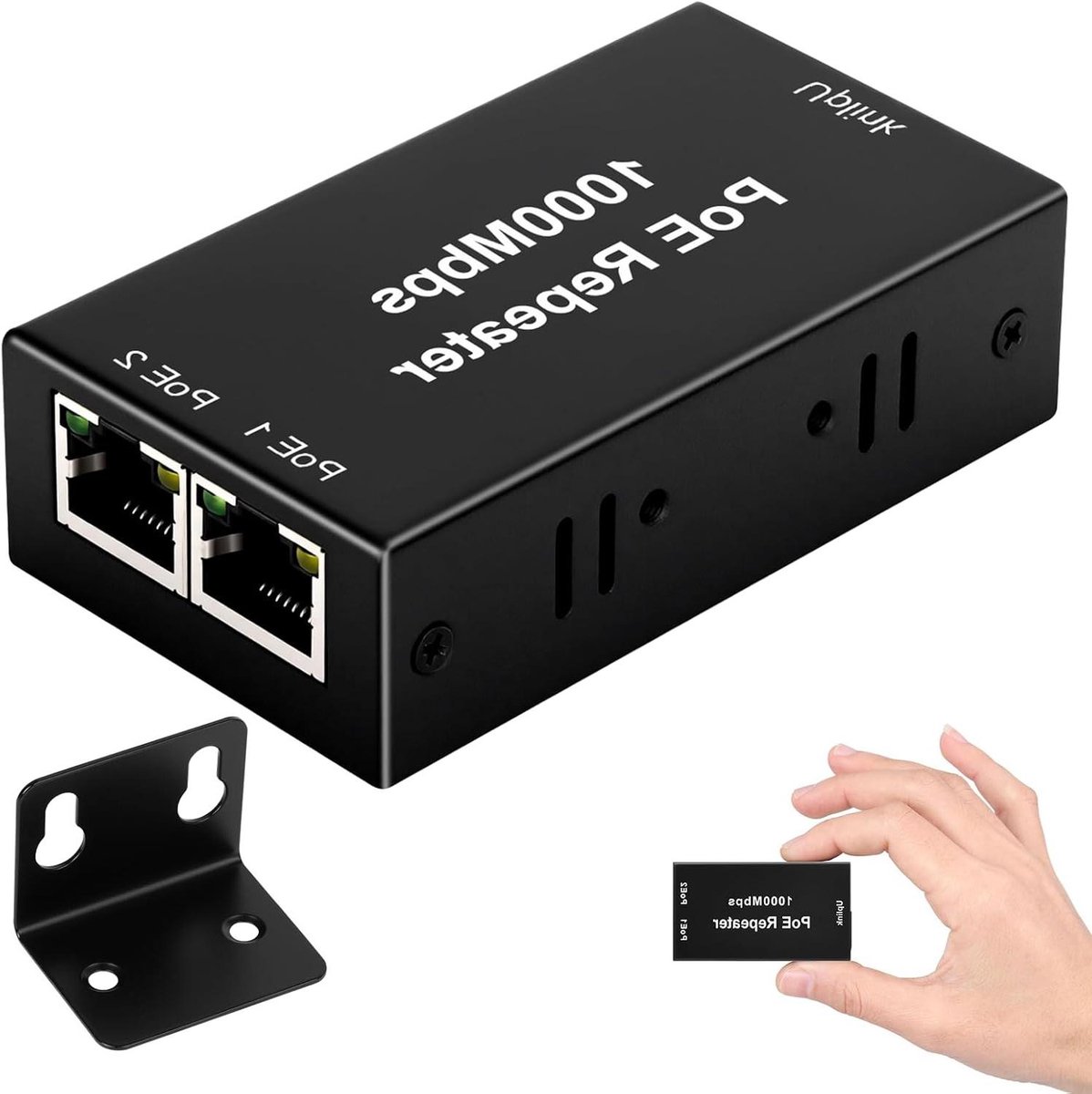 PoE Extender - PoE Repeater - Netwerk Uitbreiden - Dual Poort Uitgang - 100 Meter Bereik - Metaal