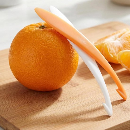 Sinaasappelschiller Set - Citrus openers - Fruit Snel Schillen - Ergonomisch Ontwerp - 2 stuks - Oranje en Wit — afbeelding 3