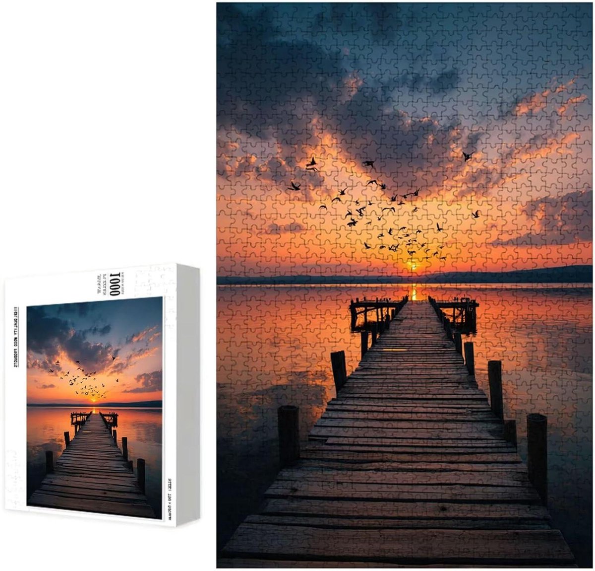 Houten Puzzel - Legpuzzel Volwassenen - Ontspannend Tijdverdrijf - Premium Lindehout Kwaliteit - 3000 Stukjes 111x87cm - Zonsondergang Brug