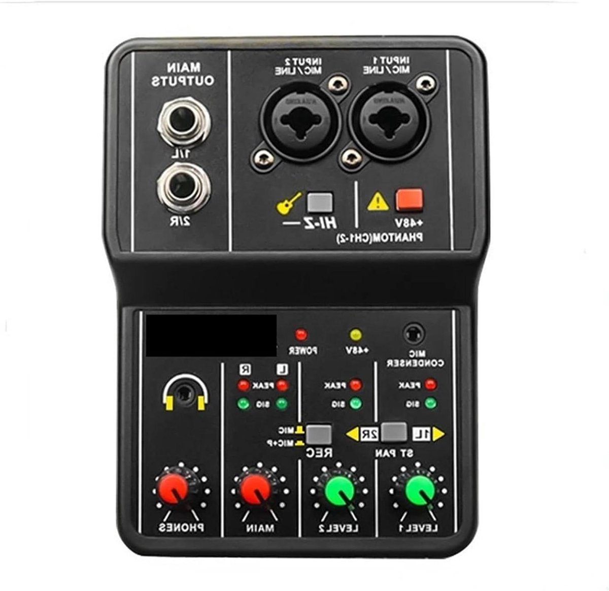 DJ Controller - Mixer Interface - Live Uitzendingen - 48V Fantoomvoeding - 2 Kanalen - Zwart