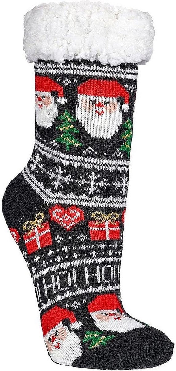 Wintersokken - Warme Sokken - Comfort Thuis - Extra Dikke Voering - One Size - Kerstprint