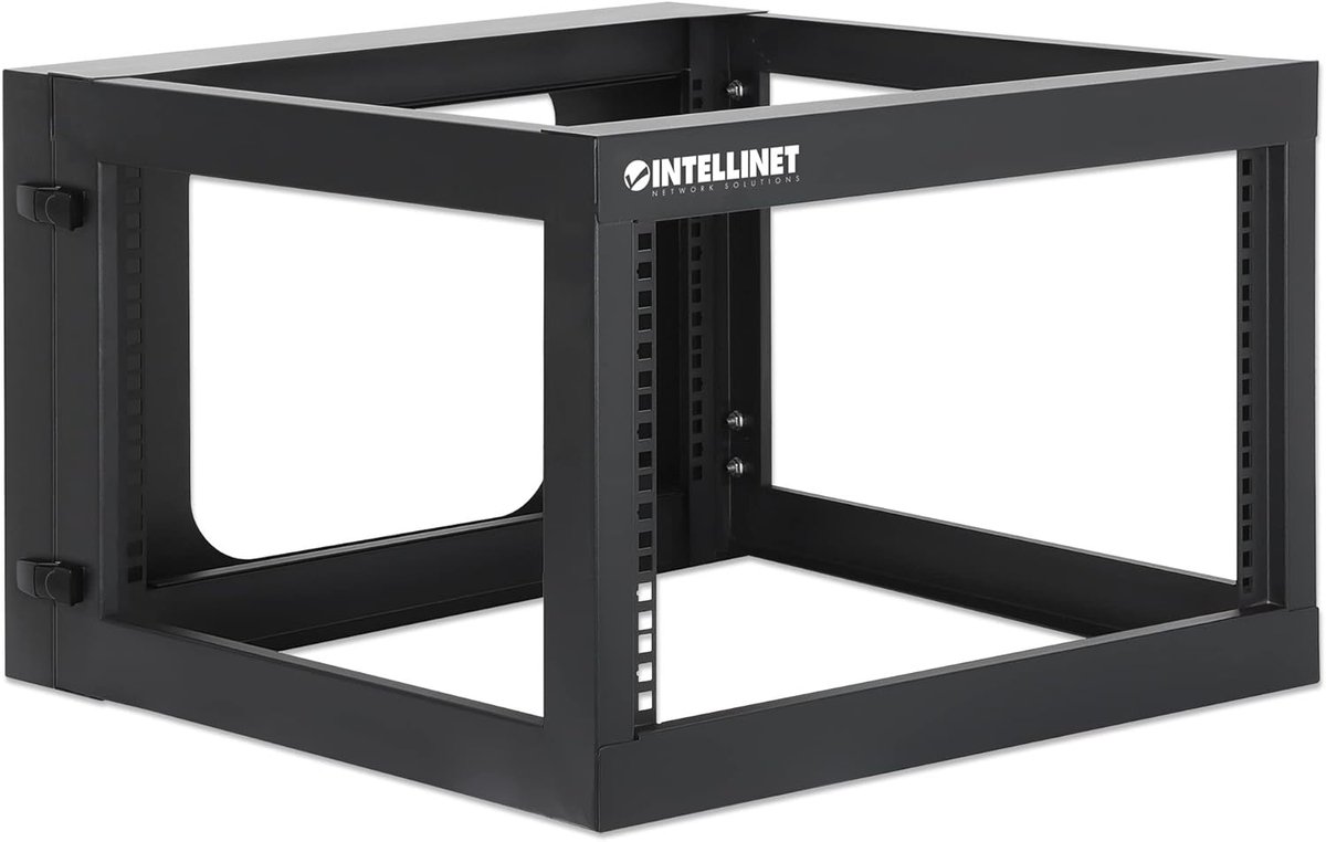 Open Frame Wandkast - Netwerkkast Rack - Server Installatie - 4-Paals Ontwerp - 6U 19 Inch - Zwart
