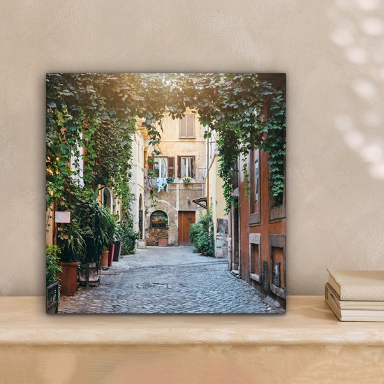 Tableau sur toile Italie - Rue - Lierre - 20x20 cm - Décoration murale