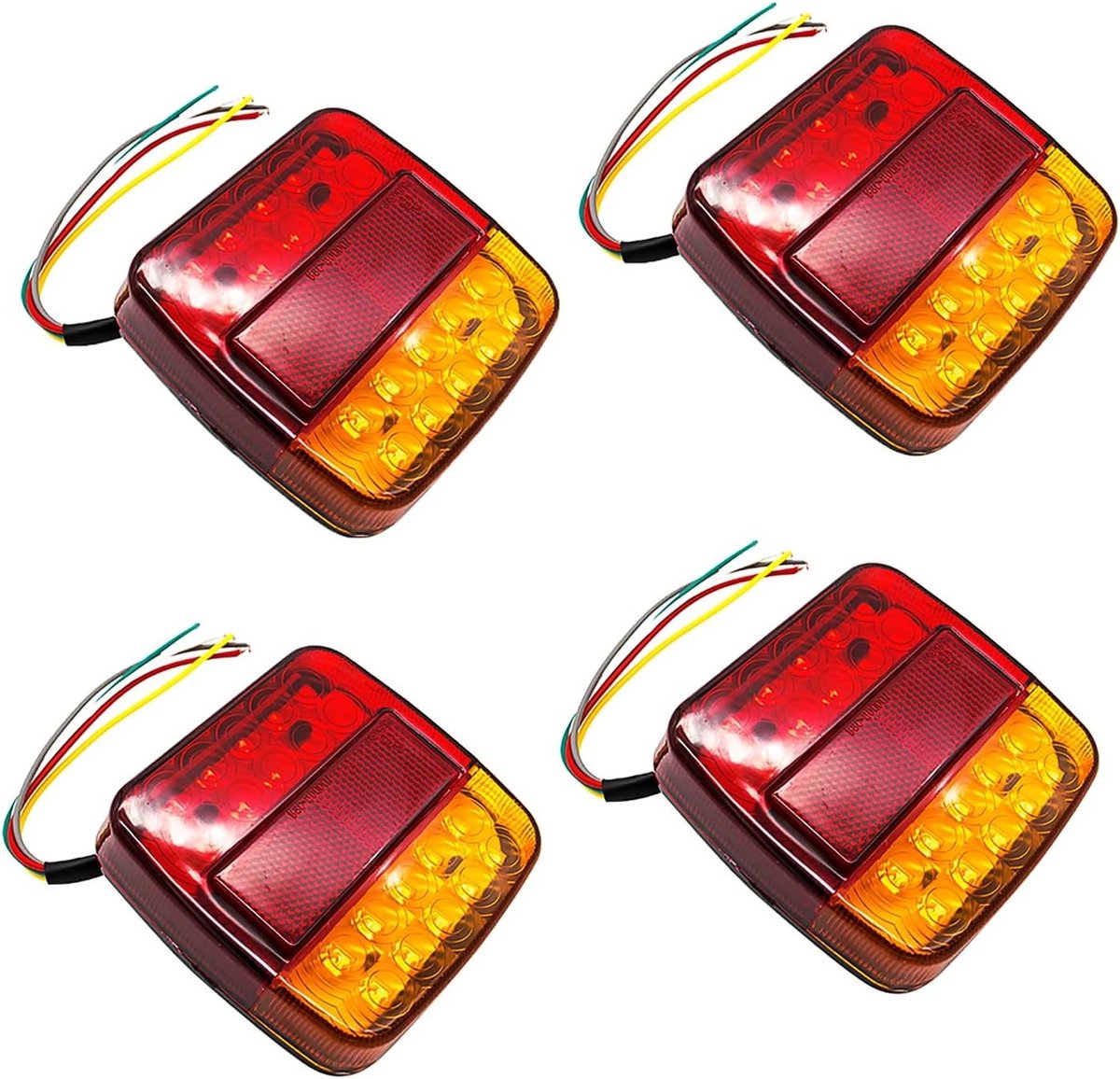 Set van 4 LED Achterlichten voor Trailers - 12V Verlichting voor Remlichten, Richtingaanwijzers en Voertuigen