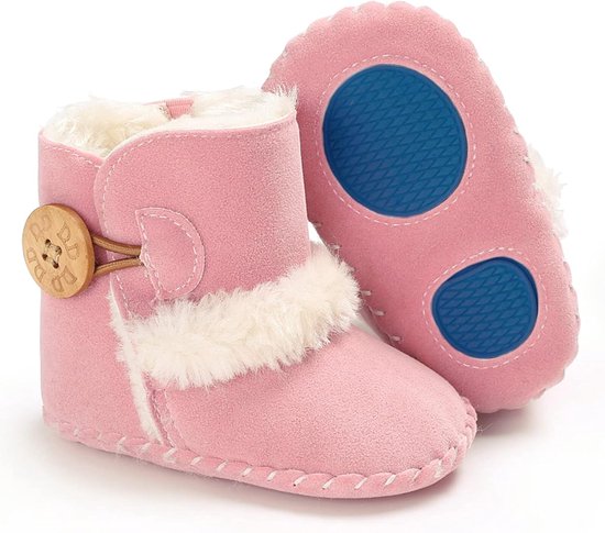 Babyslofjes met Knopen - Peuter Sneeuwlaarsjes - Warmte en Comfort - Antislip Zachte Zool - 0-18 Maanden - Roze — afbeelding 5