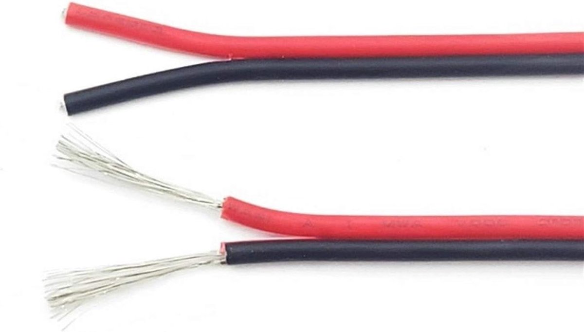 Elektrisch Koperdraad - Verlengsnoer - Verlichting Aansluiten - Flexibel PVC Omhulsel - 10 Meter - Zwart Rood