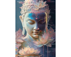 5D Diamond Painting Kits voor Volwassenen en Kinderen, Bloemige Diamant Kunst Kits, Buddha Beeldje en DIY Crystal Foto Kunst voor Thuisgebruik