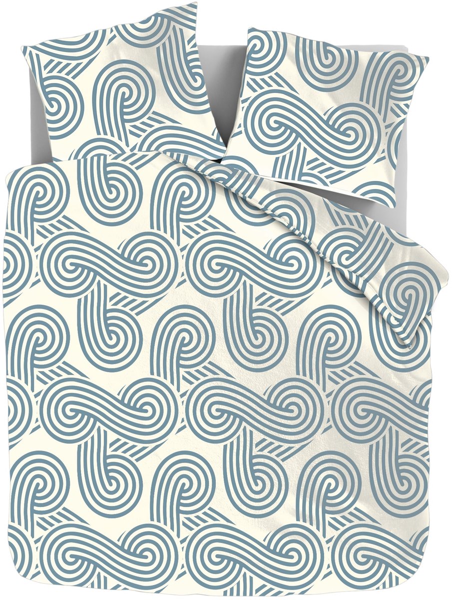 Dekbed-Discounter - Fresh and Co Dekbedovertrek 140 x 200/220 cm - Korte instopstrook - Wasbaar op 40 graden - Inclusief 1 kussensloop - Curvy Lines