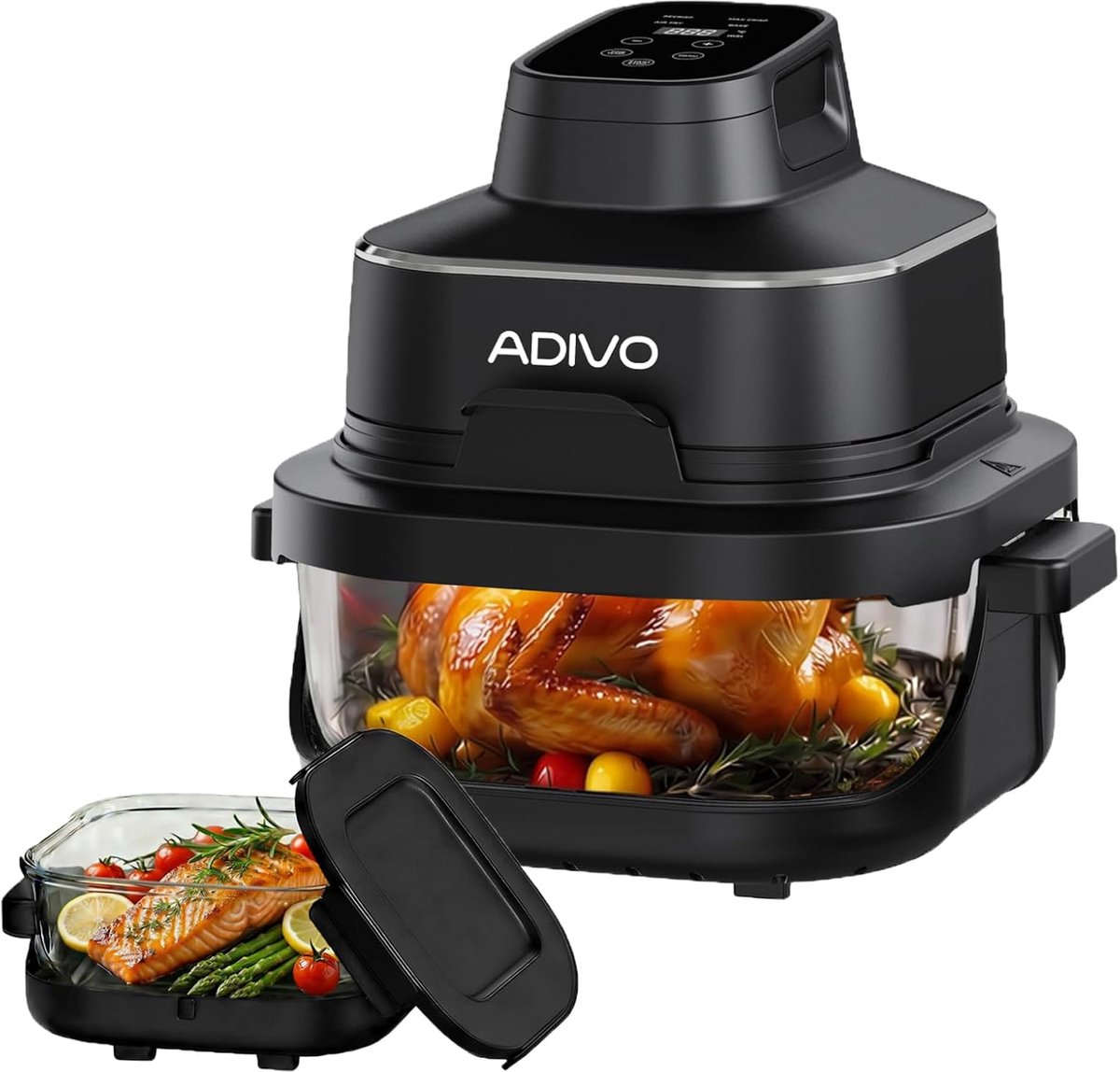 Elektrische Airfryer - Compacte Keukenoven - Gezond Koken - Zonder Olie - 25x25x30 cm - Zwart