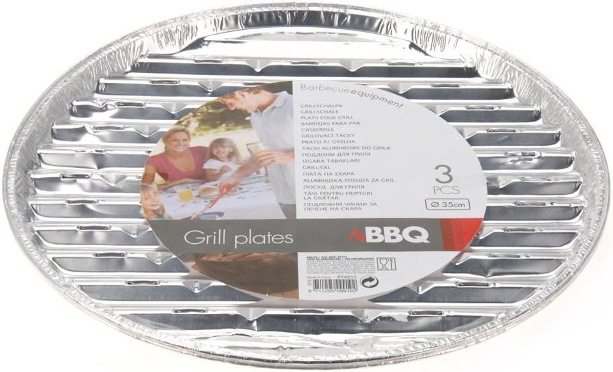 Barbecue Grillschalen - Aluminium Bakplaten - Direct Grillen - Set van 3 - 35 cm Diameter