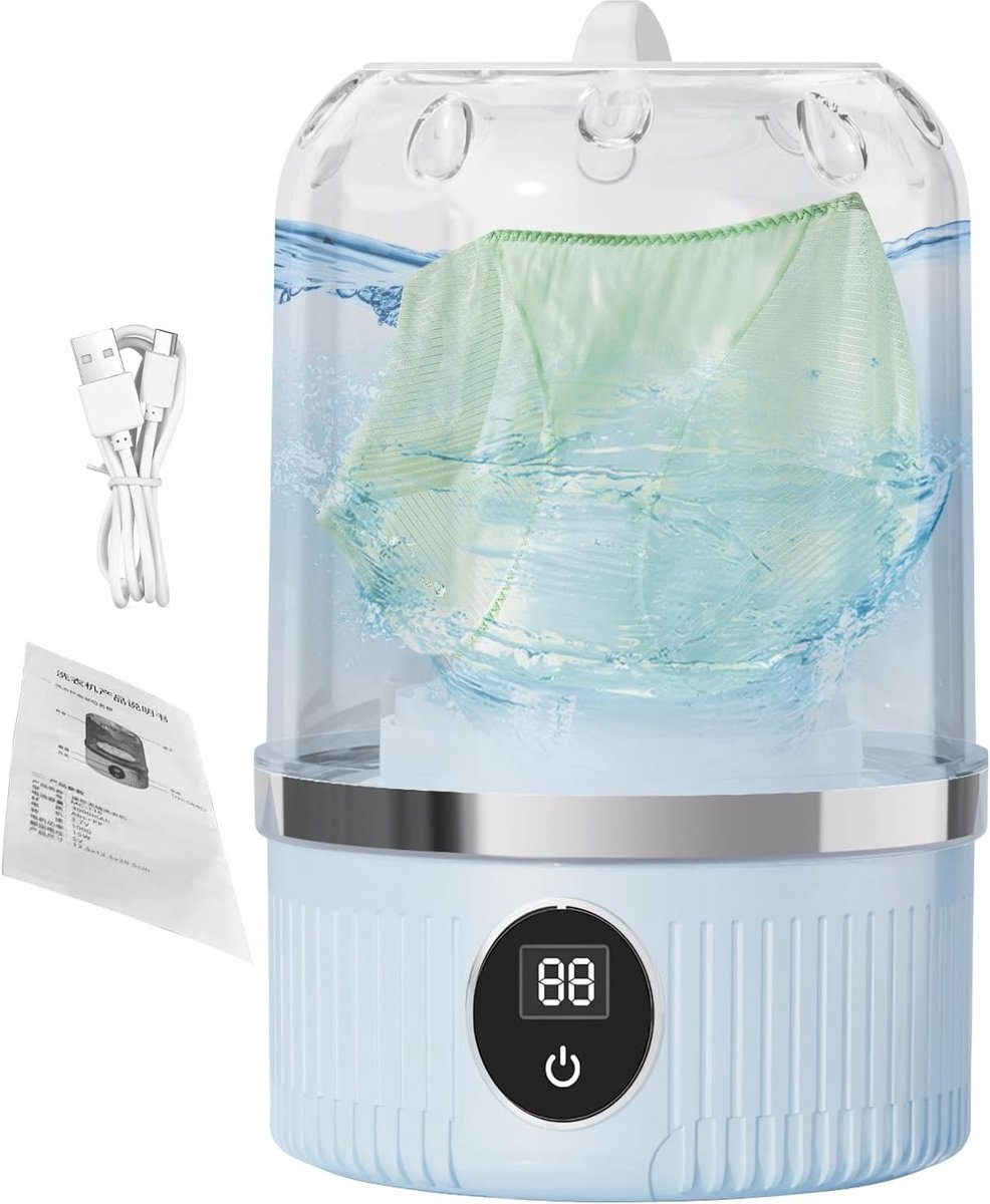 Compacte wasmachine Draagbare wasser Reizen en wonen Oplaadbaar en lichtgewicht 21.5 x 13.5 x 21.5 cm