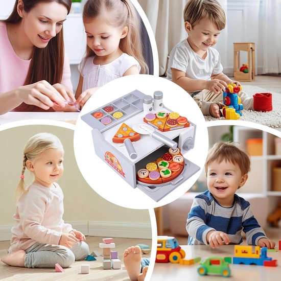 Houten Pizzaset - Speel Oven - Rollenspel Keuken - Educatief Speelgoed - 26 x 22.5 x 12 cm — afbeelding 5