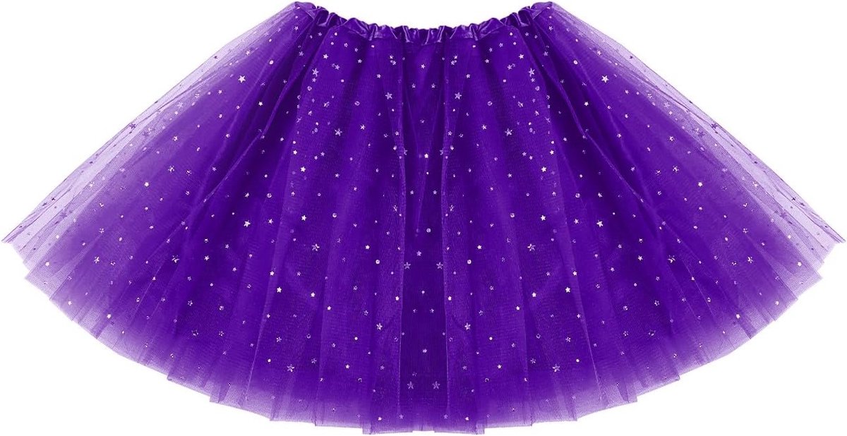 Tulle Rok voor Dames met Pailletten en Sterren in Grasgroen - 3-Laags Ballet Tutu voor Carnaval, Feest en Dansactiviteiten