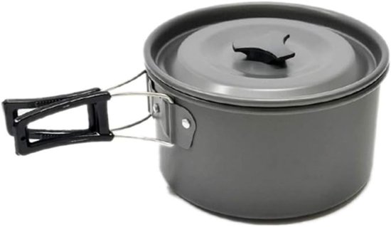 Opvouwbare camping kookset voor 2-3 personen - pannenset met steelpan, pan en theepot — afbeelding 3