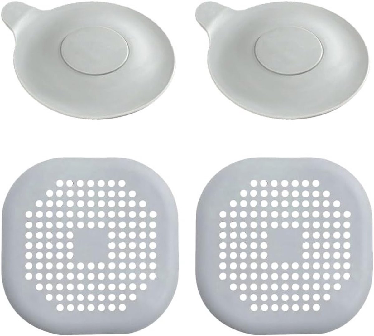 4 Stuks Anti-Verstoppings Afvoerdeksel met Sterke Zuigkoppen, Siliconen Afvoerbedekking, Haarvanger voor Afvoeropeningen, Duurzame Filters voor Badkamer en Keuken