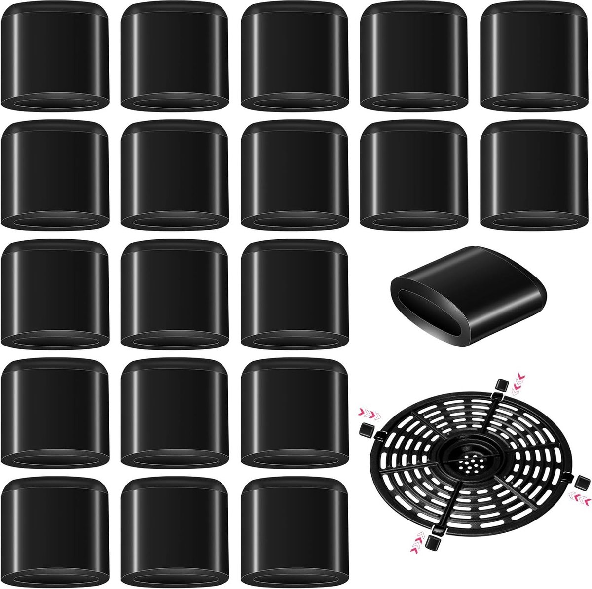20 Stuks Rubber Buffers voor Airfryer, 0.8cm Pedestals, Silicone Onderdelen en Accessoires voor Optimale Gebruikservaring