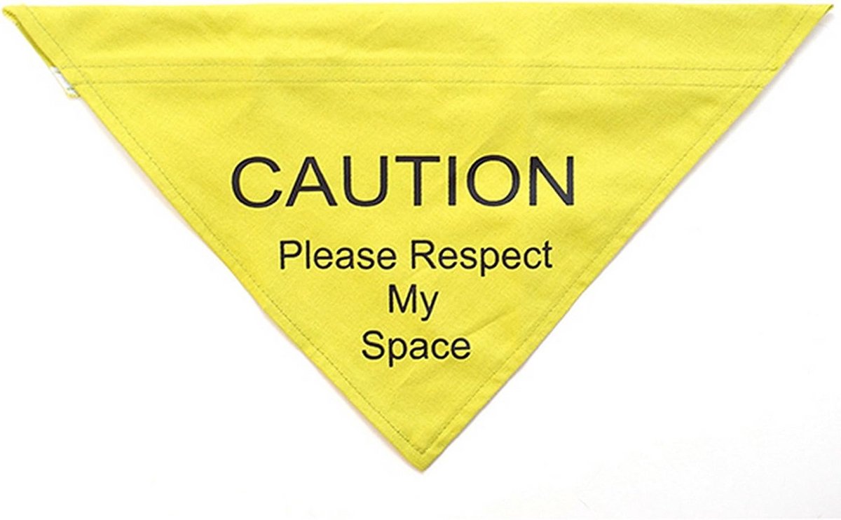 Warning gele hond bandana voor huisdier training en ruimtebehoeften - medium/groot