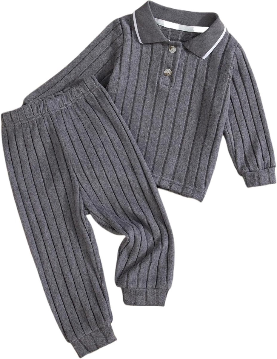 Casual Jongens Set met Lange Mouwen T-shirt en Elastische Taillebroek voor Speel- en Loungewear 1-6 Jaar