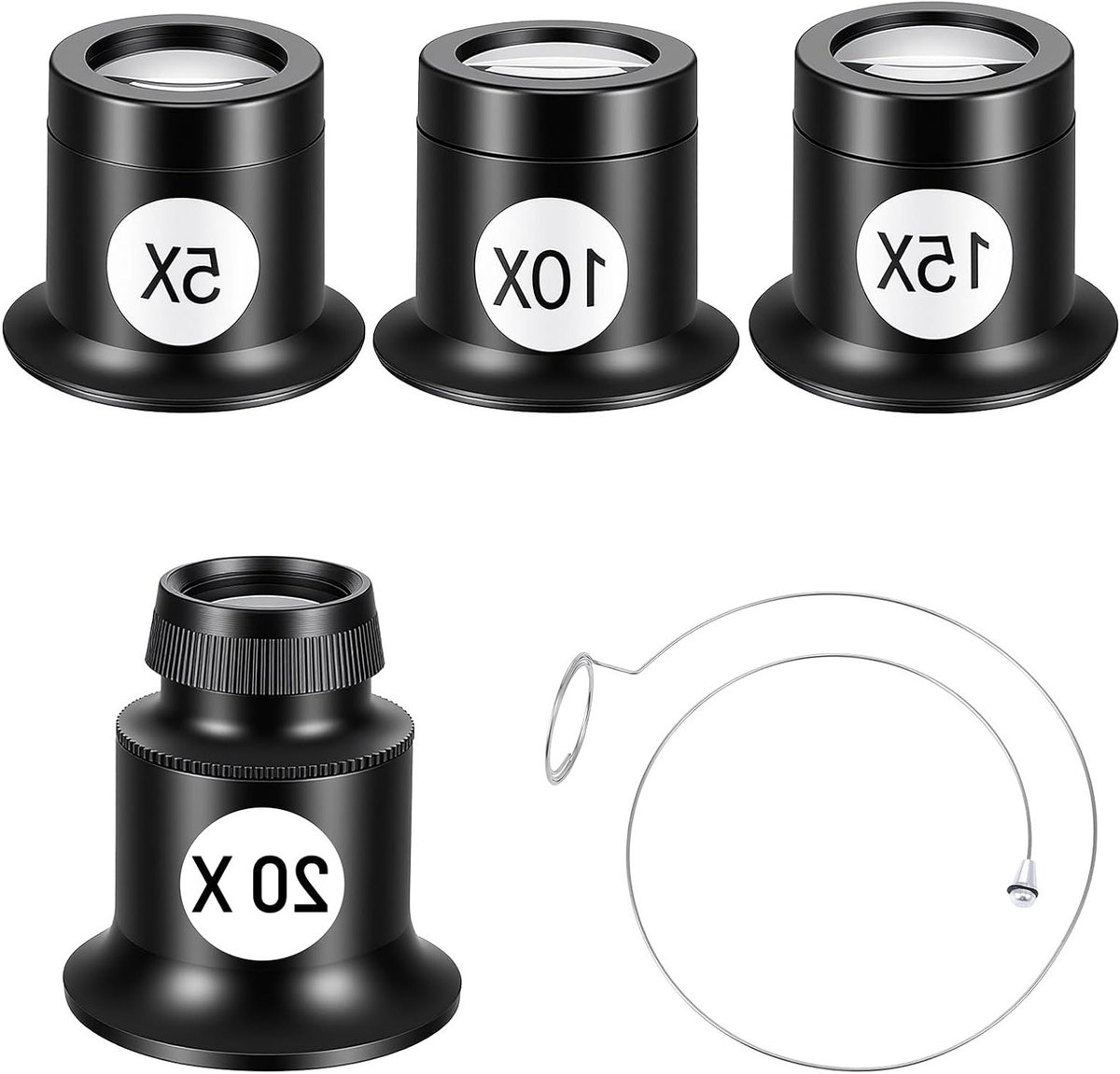 Verstelbare Vergrootglas Loupe voor Horlogemakers en Juweliers - 5X-10X-15X-20X - Ideaal voor Edelstenen, Klokken en Hobbyprojecten