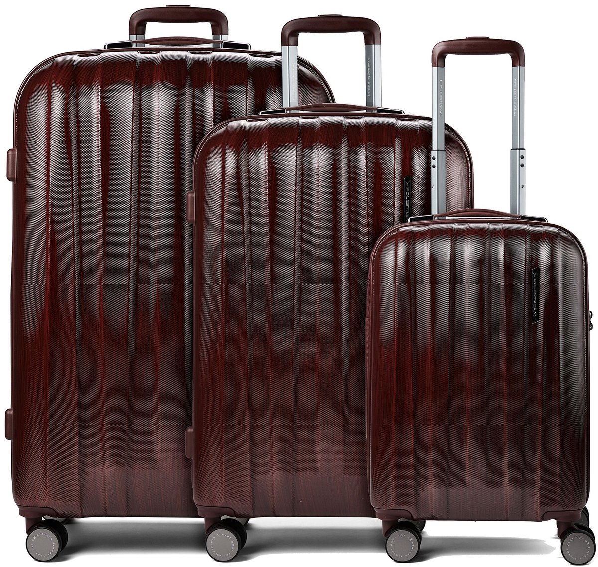 Polestream Moonrock 4 wielen Kofferset 3-delig met uitbreidingsplooi - Harde bagage - TSA slot - dark red brushed