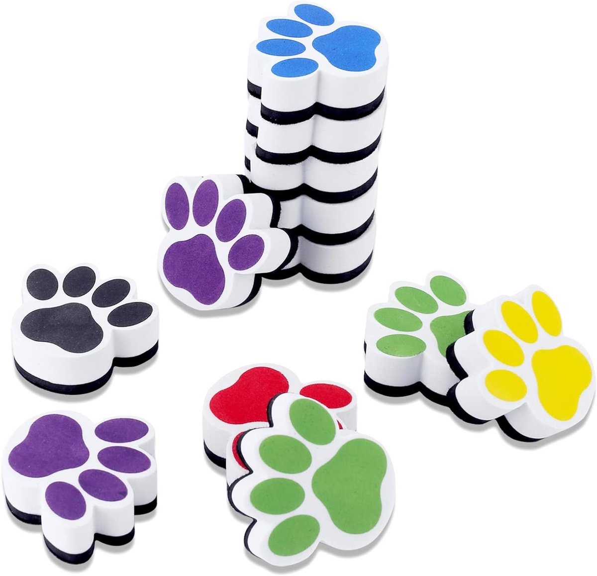 12 Stuks Pootvormige Magnetische Whiteboard Gum, Schattige Mini Drooggum in 6 Kleuren voor School en Kantoor