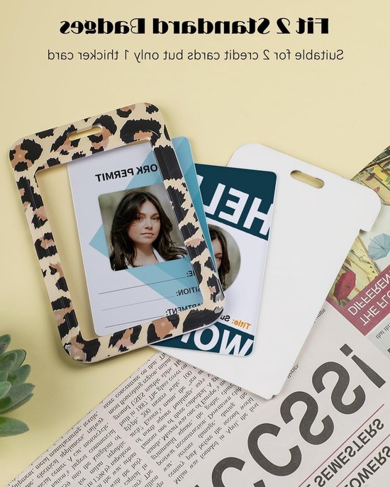 Fashionable ID Badge Houder met Luipaardprint, Retractable Badge Reel en Afneembare Lanyard voor Kantoor en Onderwijs van Merkloos — afbeelding 4