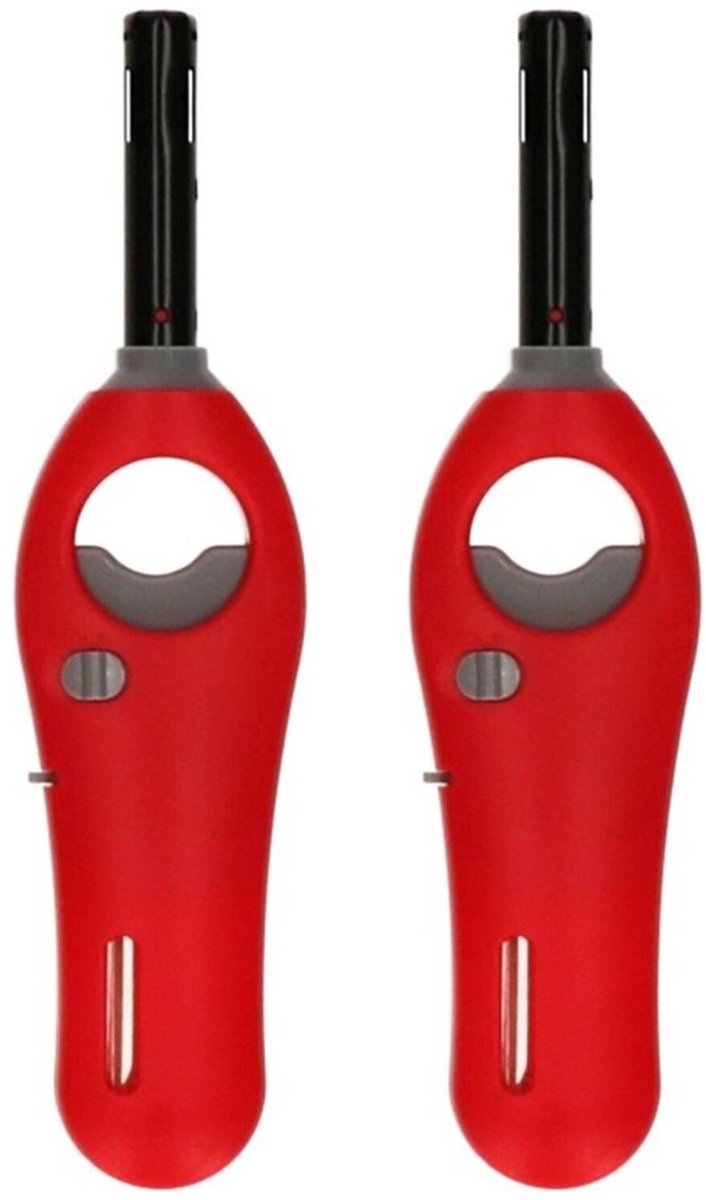 Gasaansteker - 2x - rood - 18,5 cm - aansteker met kinderslot