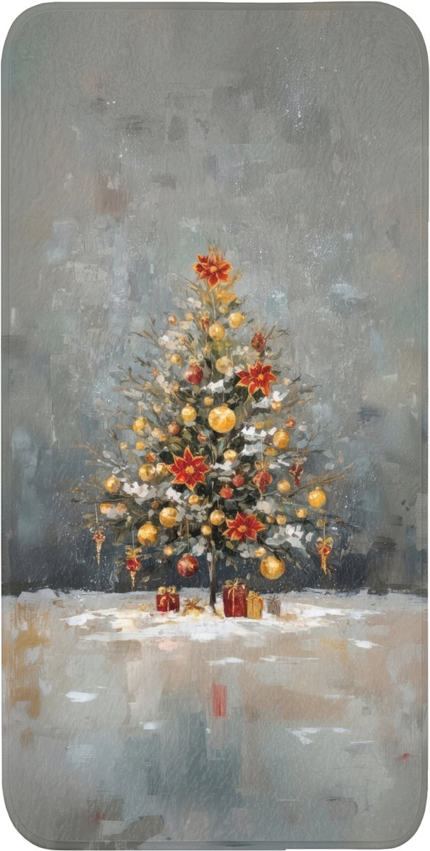 Badmat 60x120 cm - Antislip - Kerstboom - Cadeaus - Rood - Goud - Badmatten voor badkamer - Badkamermat - Douchemat - Badkamer mat