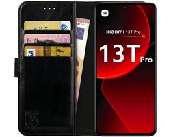 Rosso Element Book Case Wallet Hoesje Geschikt voor Xiaomi 13T / 13T Pro | Portemonnee | 3 Pasjes | Magneetsluiting | Stand Functie | Zwart