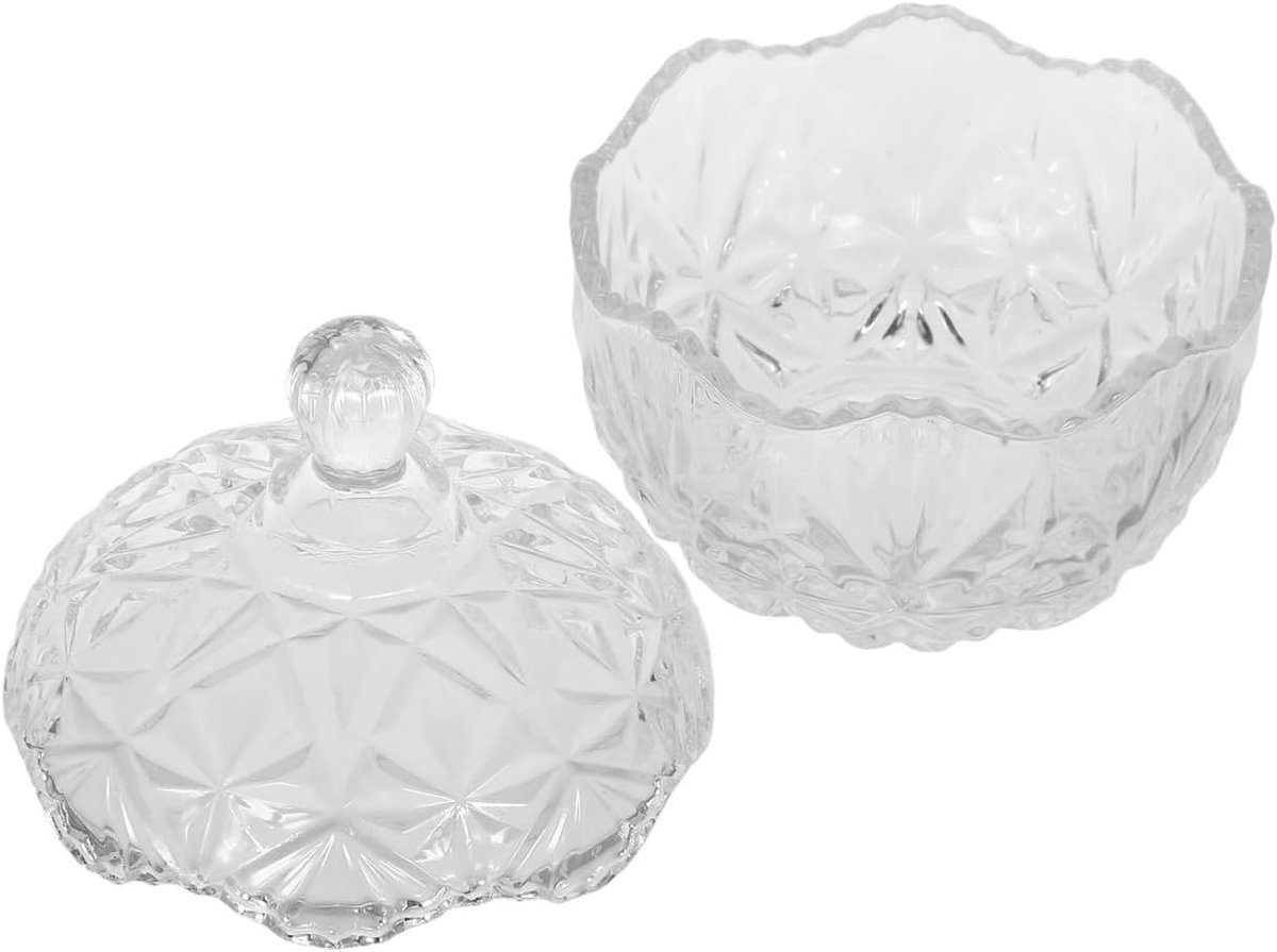 Glazen Opbergdoos met Deksel, Uranium Glas, Decoratieve Cadeau Doos voor Snoep en Sieraden, Perfect voor Valentijnsdag en Feestelijke Gelegenheden