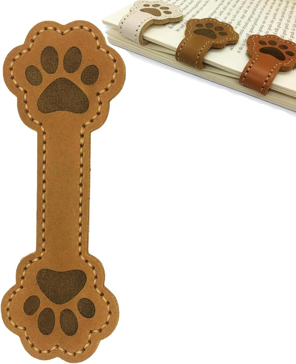 Magnetische boekenlegger met hondenpoten van PU leer, schattige bladwijzer en leesaccessoires voor boekenliefhebbers, perfect als cadeau