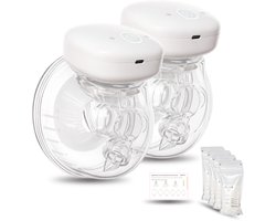 Youha Elektrische Dubbele Draadloze Borstkolf - Handsfree & BPA-Vrij - 24mm - Incl. Moedermelk Bewaarzakjes & Tepelmeter