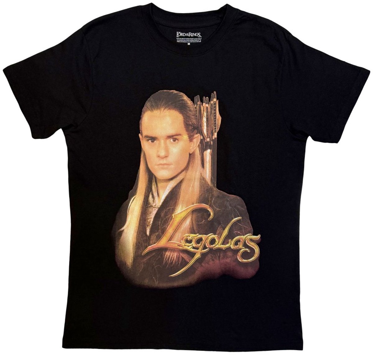 The Lord of the Rings - Legolas Gold Text Heren Tshirt - L - Zwart