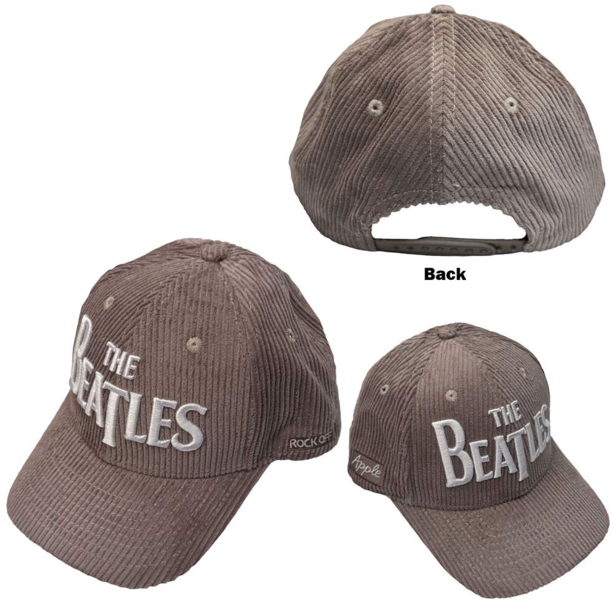 The Beatles - Drop T Logo & Apple Corduroy Baseball pet - Grijs