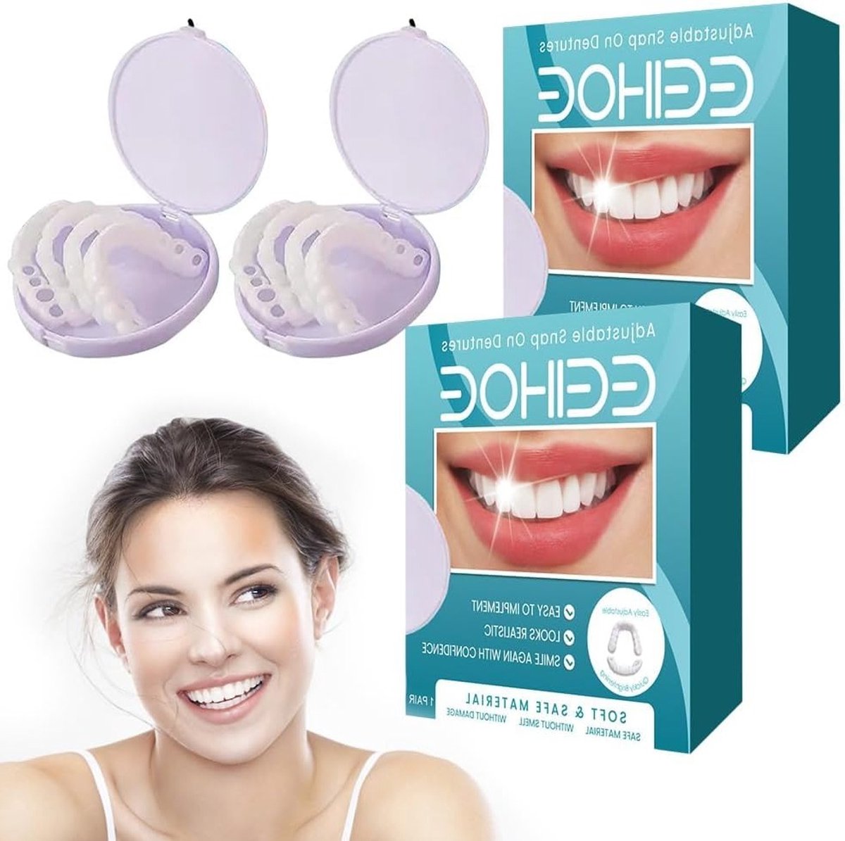 Set van 2 Zachte Silicone Tandenprotheses - Reliner Kit voor Boven- en Onderkaak Protheses, Comfort en Pasvorm Verbetering