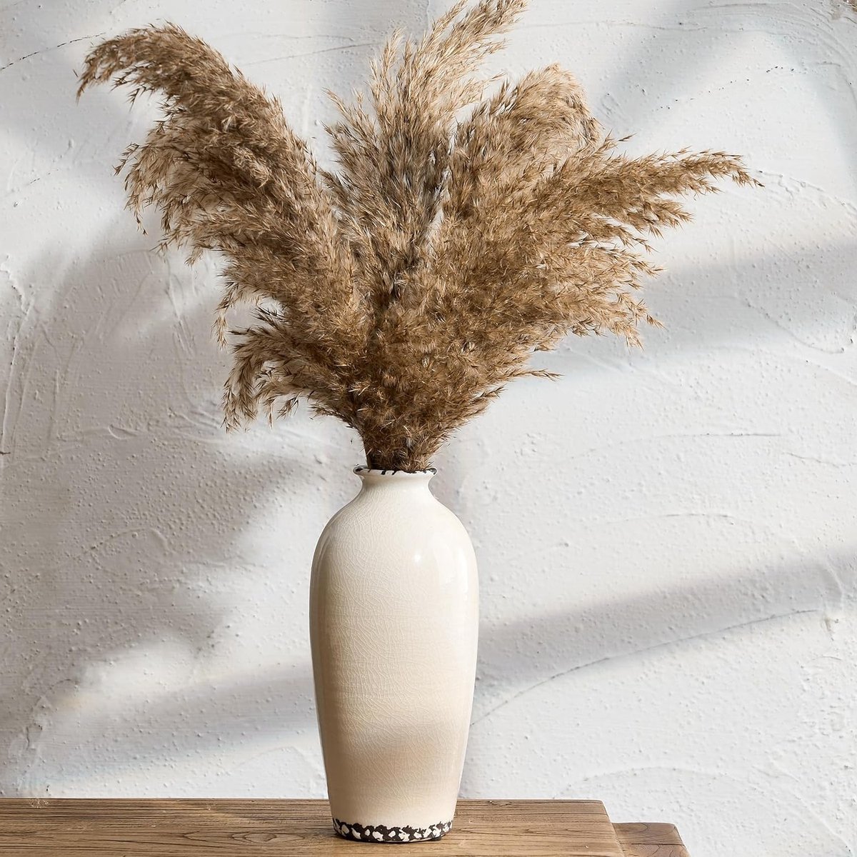 Ceramische Vaasje van 20 cm met IJsbreker Effect, Vintage Witte Afwerking, Scandinavisch Design voor Moderne Bloemdecoratie in Woonkamer, Slaapkamer en Keuken