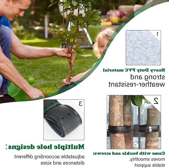 Set van 2 Boombinders 90 cm, Robuust en Verstelbaar met Gesp voor Ondersteuning van Bomen en Heesters — afbeelding 2