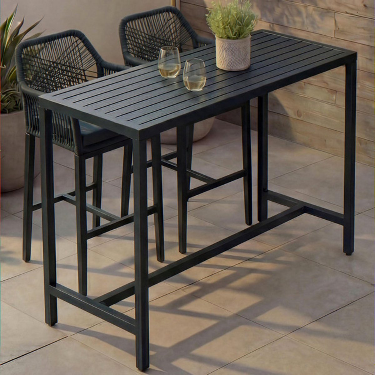 Sierra, Statafel HWC-P91, tuintafel, bartafel, outdoor metaal 105x130x65cm - groen