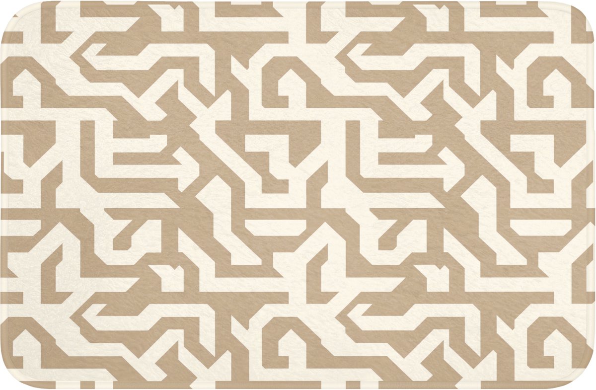 WC mat 60x40 cm - Antislip - Modern - Abstract - Beige - Toiletmat - Vloermat - Douchemat