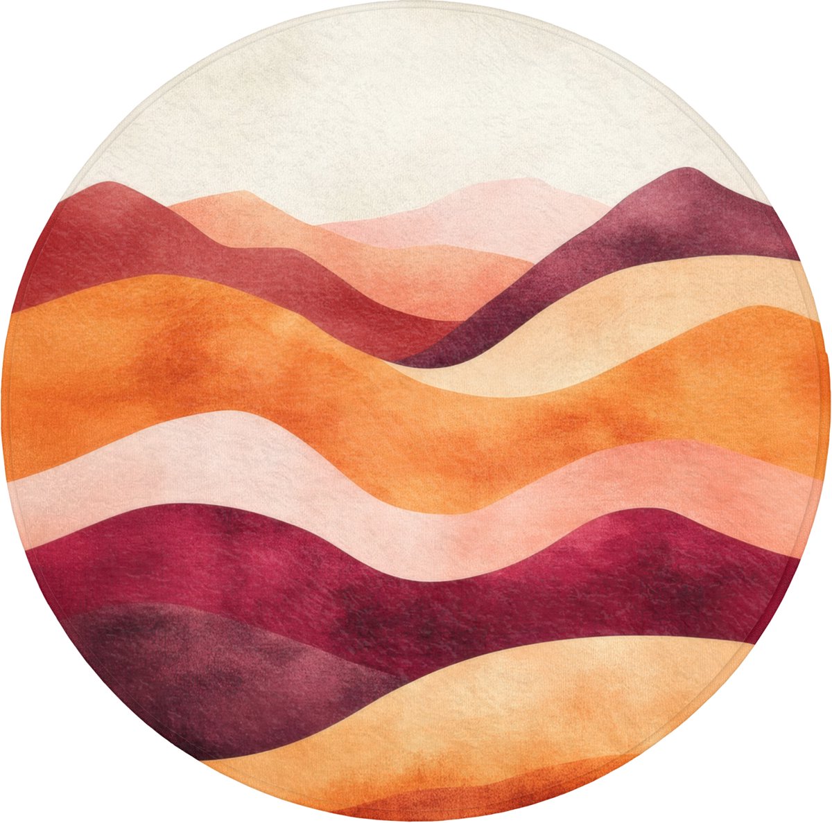 WC mat rond 70x70 cm - Antislip - Abstract - Landschap - Golven - Toiletmat - Vloermat - D