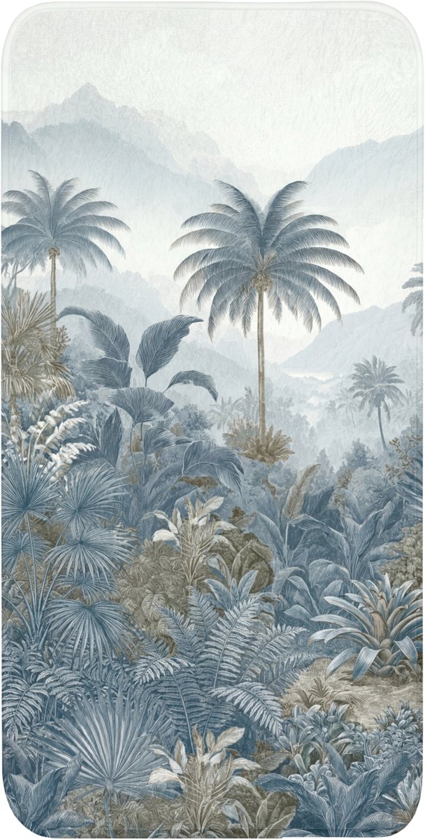 Badmat 60x120 cm - Antislip - Jungle - Landschap - Blauw - Badmatten voor badkamer - Badkamermat - Douchemat - Badkamer mat