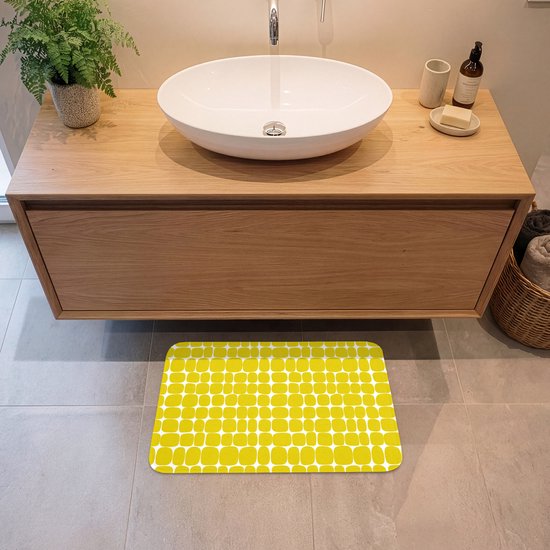 Badmat 60x40 cm - Antislip - Stippen - Modern - Geel - Badmatten voor badkamer - Badkamermat - Douchemat - Badkamer mat