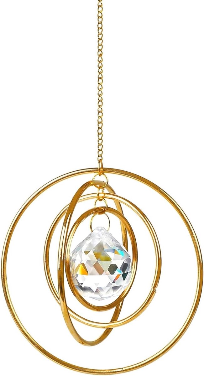 Zonlicht Reflecterende Kristallen Hangdecoratie met 4 Draaiende Circles voor Raam, Woonkamer, Balkon en Tuin